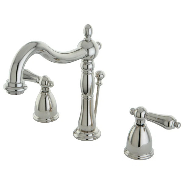 Kingston Brass Heritage Two-Handle 3-Hole Deck Mount Widespread Bathroom Faucet with Pop-Up Drain | Wayfair North America