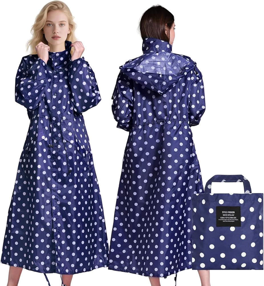 LAMA Womens Long Raincoats Rain Jacket Waterproof Packable Hooded Windbreaker Lightweight Adjusta... | Amazon (US)