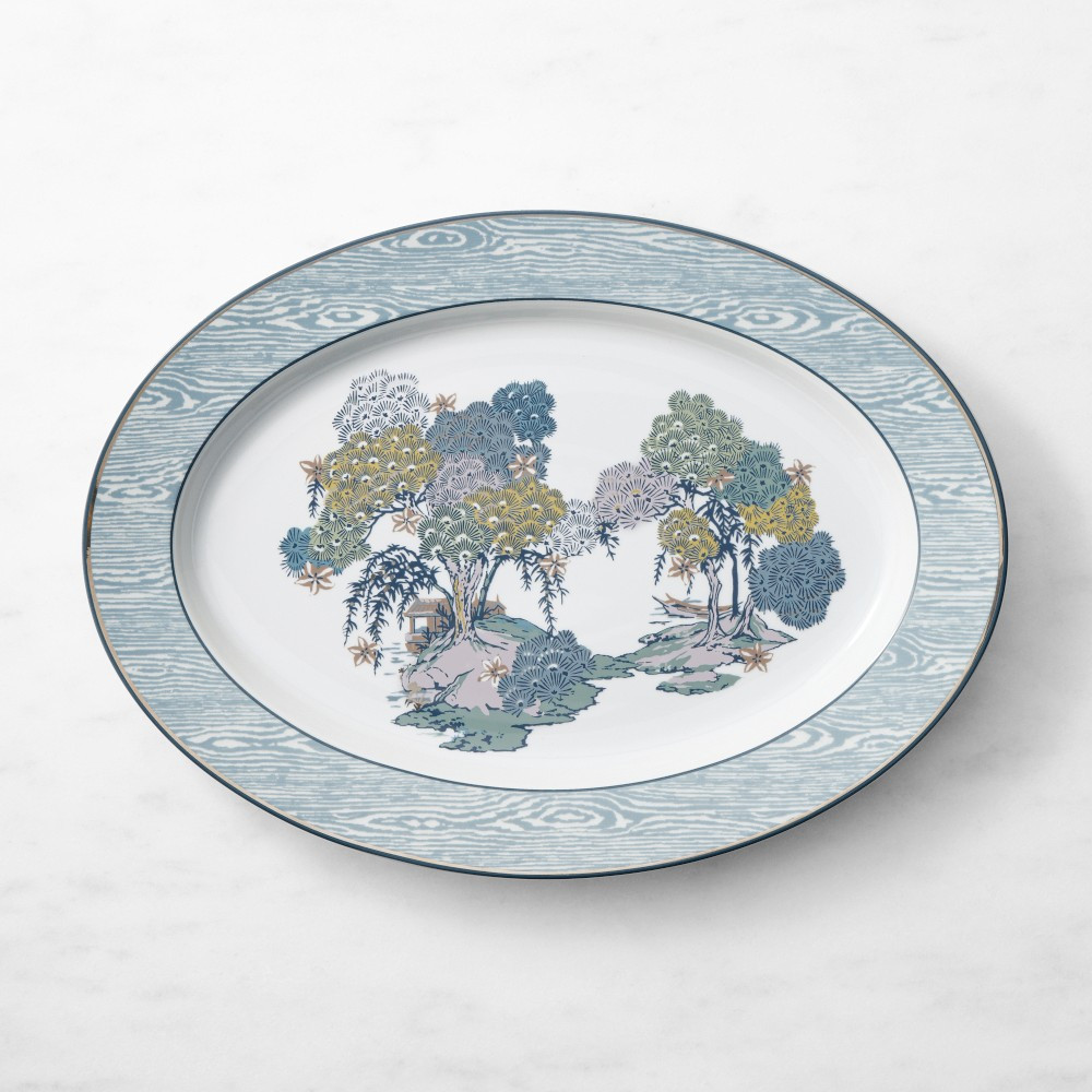 Scalamandré x Williams Sonoma Sea of Trees Oval Platter | Williams-Sonoma