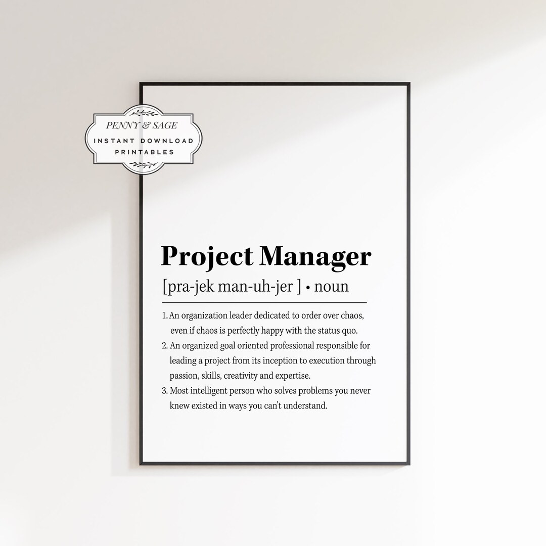 Project Manager Definition, Project Manager Gift, Office Prints, Program Manager, Project Leader,... | Etsy (US)