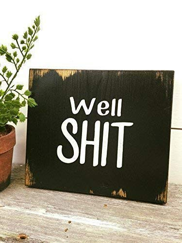 Rustic Bathroom Decor Wood Sign Black Well Shit | Amazon (US)