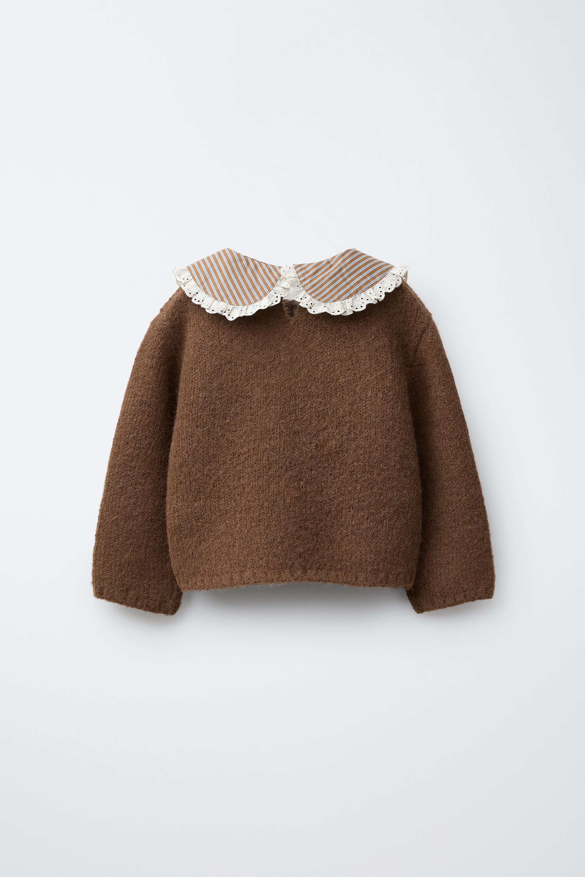 STRIPED COLLAR AND FLOWERS KNIT SWEATER | Zara Canada