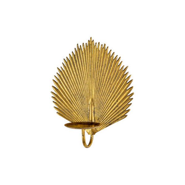 Antique Brass Palm Leaf Candle Wall Sconce | Bellacor