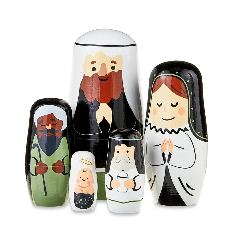 Black and Green Multi-Sized Family Nesting Doll Set Christmas Indoor Decor, 7.1 in, by Holiday Ti... | Walmart (US)