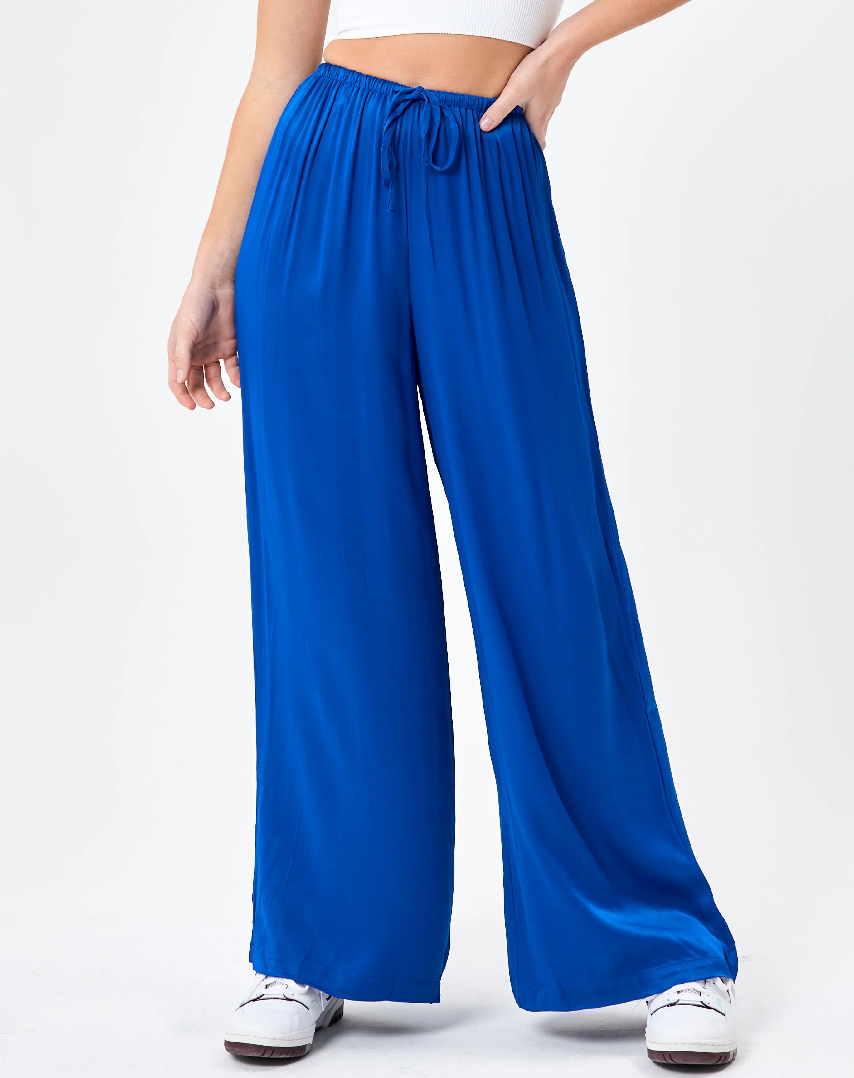 Satin Wide Leg Pant in Blue | Glassons | Glassons (AU & NZ)