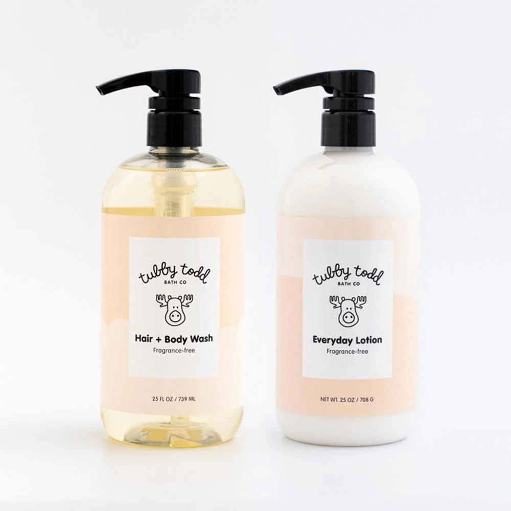 The Wash and Lotion Bundle - Fragrance-free / 25 oz | Tubby Todd Bath Co.
