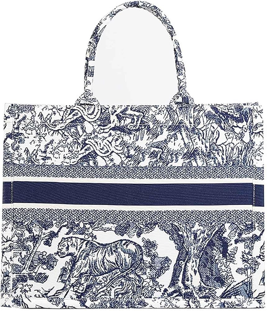 Fashion luxury tote bag cotton linen one shoulder handbag large capacity jacquard embroidery retr... | Amazon (US)