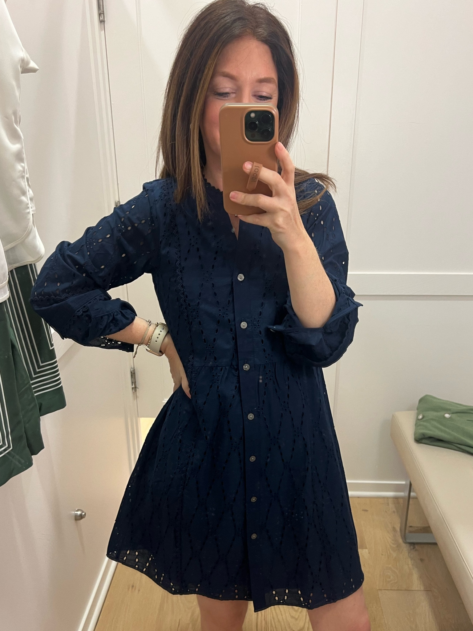 Eyelet dress 
Long sleeve dress 
Spring workwear 
Petite dress 
Petite style 

#LTKfindsunder100 #LTKSeasonal #LTKsalealert