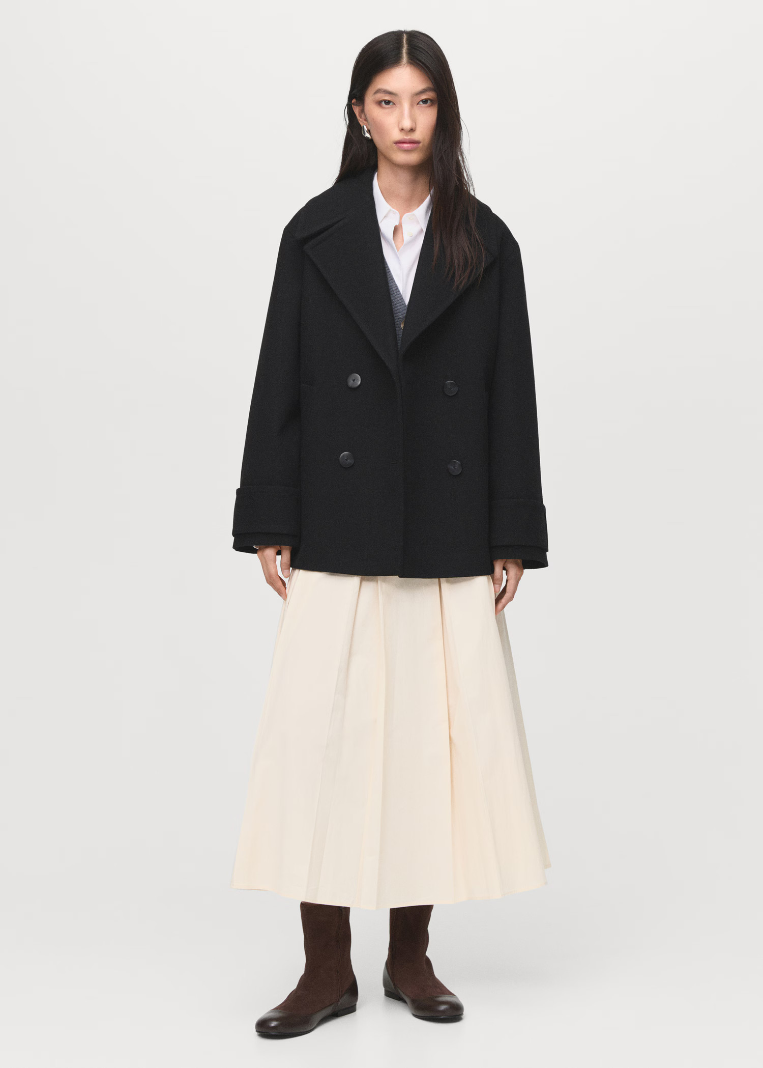 Double-breasted wool-blend coat | MANGO (UK)