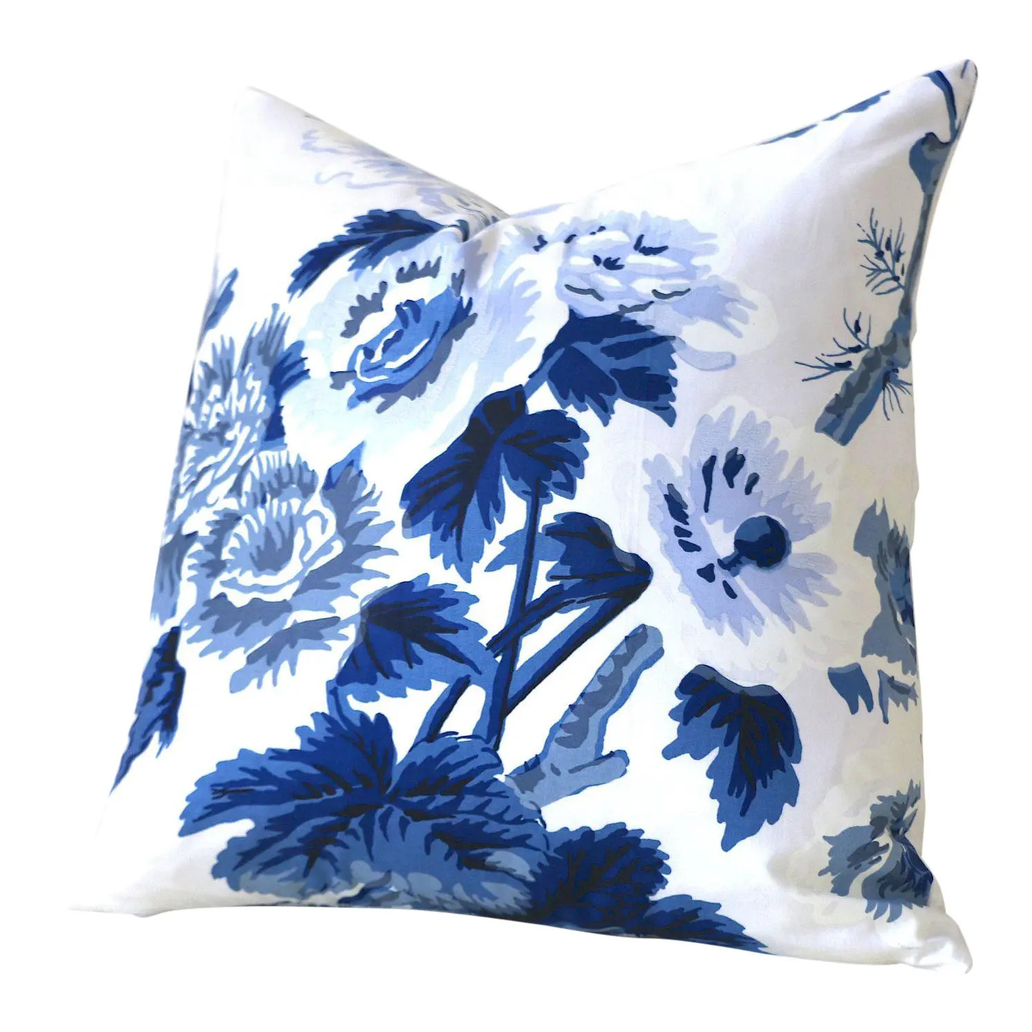 Indigo Schumacher Pyne Hollyhock Pillow Cover 16x16 | Chairish
