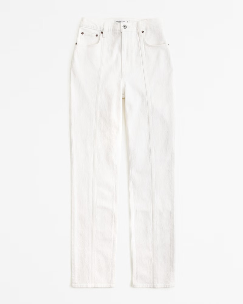 Abercrombie & Fitch Women's Ultra High Rise 90s Straight Jean in Cream With Seaming - Size 30 | Abercrombie & Fitch (US)