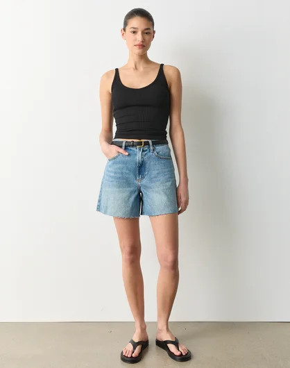 High Rise Raw Hem Denim Short | Glassons (Australia)