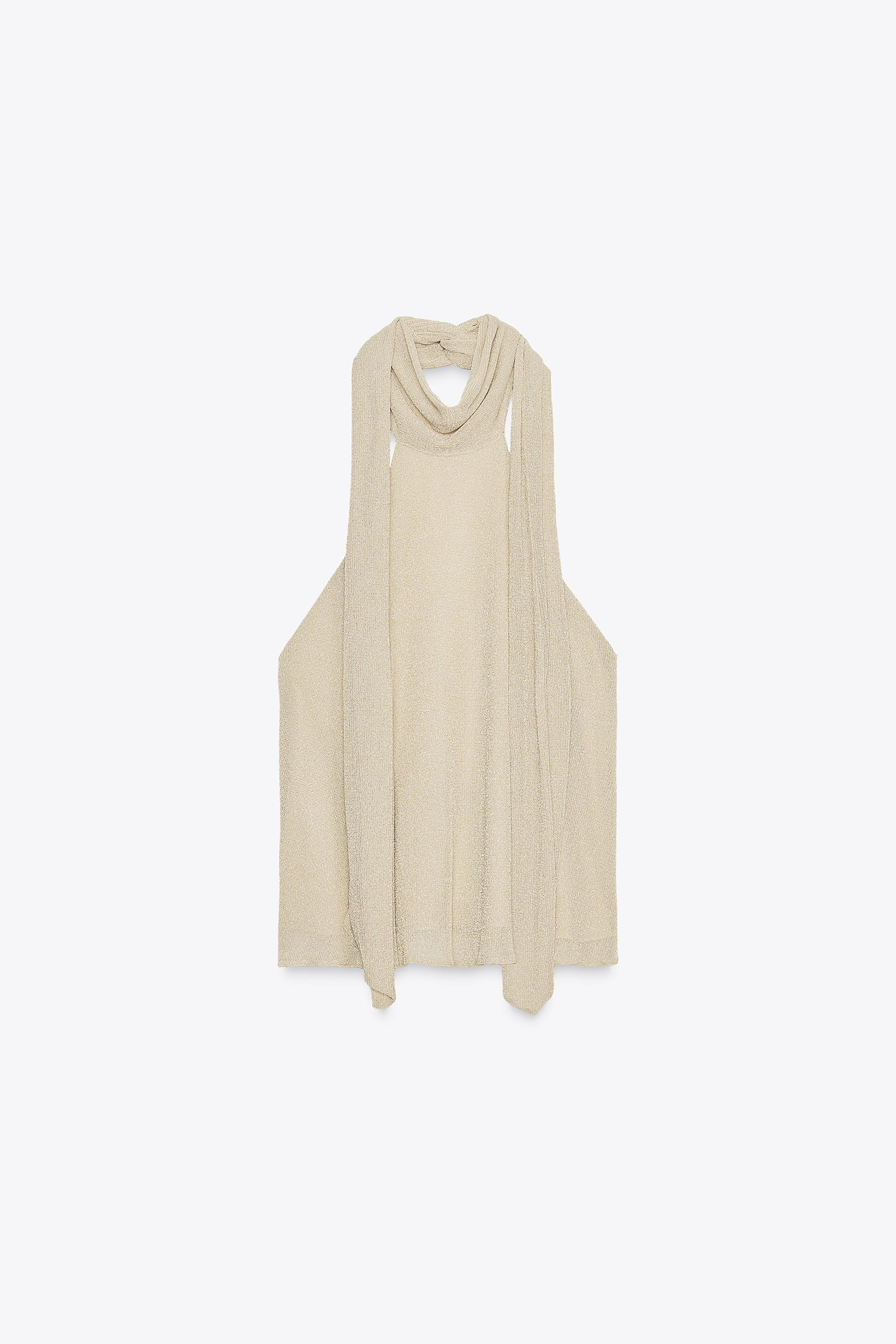 METALLIC THREAD HALTER TOP | Zara UK