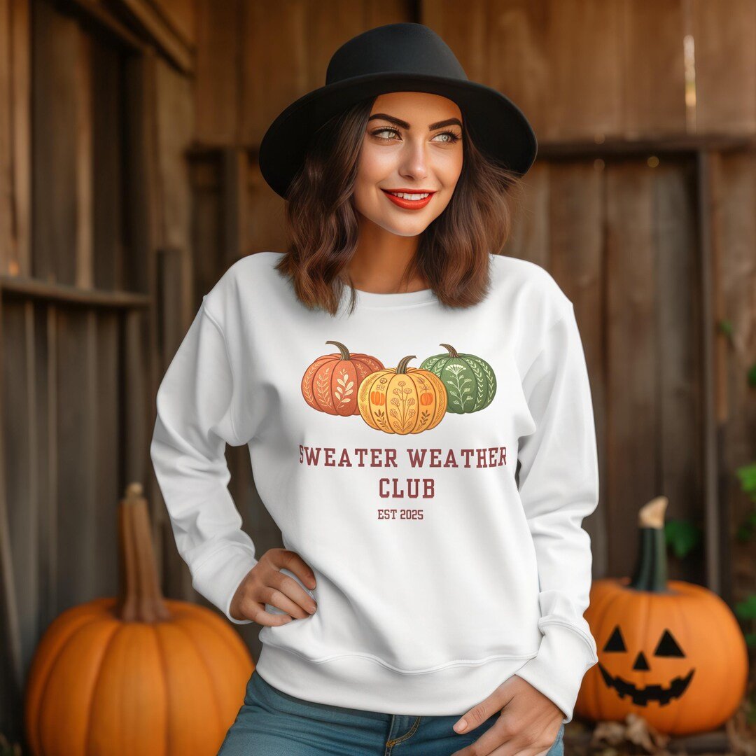 Sweater Weather Club Crewneck Sweatshirt, Cozy Fall Apparel, Pumpkin Sweatshirt, Unisex Fall Fash... | Etsy (US)