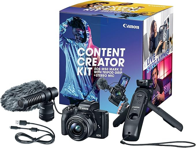 Canon EOS M50 Mark II Content Creator Kit, Mirrorless 4K Vlogging Camera Kit Includes EF-M 15-45m... | Amazon (US)