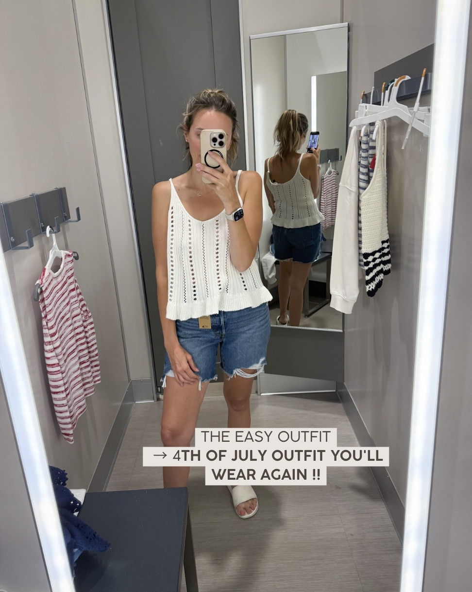 This Target knit tank is giving coastal summer vibes 🤍 Lightweight, flattering, and easy to style with denim shorts, white jeans, or linen pants. Perfect for the 4th of July, vacations, and everyday summer outfits.

#LTKOver40 #LTKgrwm #LTKPetite