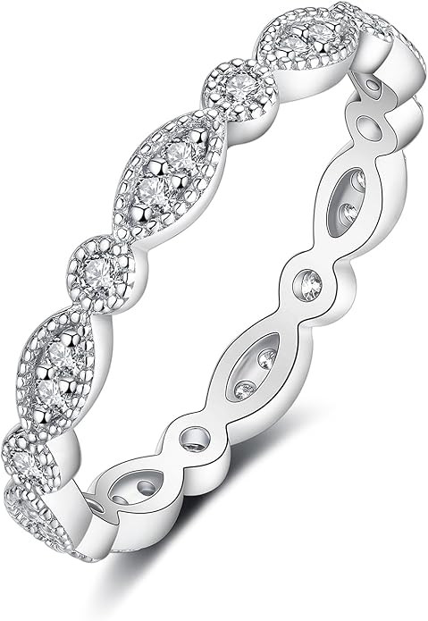 IMOLOE Lab Grown Diamond Wedding Bands for Women, 0.32 Carat Evil Eye Stackable Ring Trendy Etern... | Amazon (US)