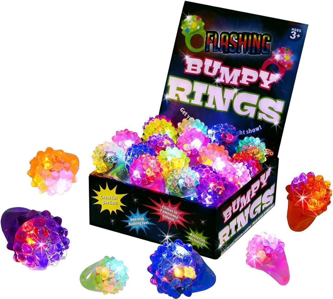 Kangaroo Kids' LED Light Up Rings or Glow-in-The-Dark Neon Ring Bumpy Toy Decorations for Birthda... | Amazon (US)