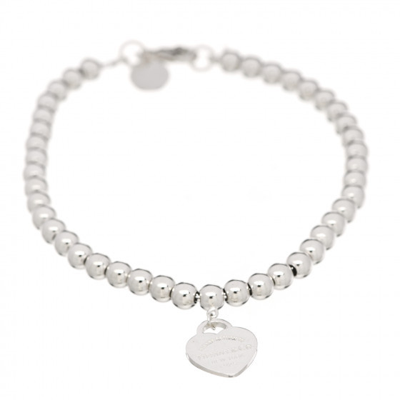 TIFFANY Sterling Silver 4mm Return to Tiffany Heart Tag Bead Bracelet | Fashionphile