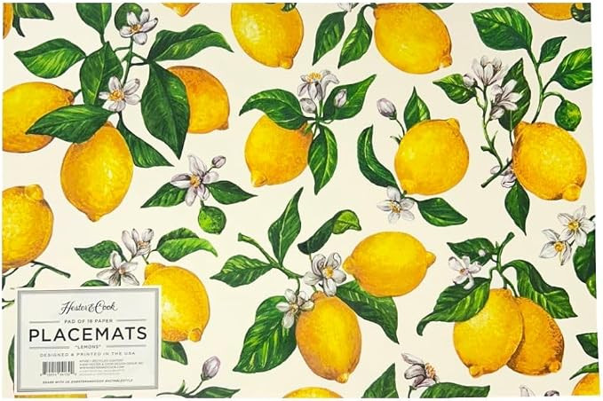 Lemons Paper Placemats for Dining Table - Disposable Square Place Mats for Parties - 18 Sheets Pe... | Amazon (US)