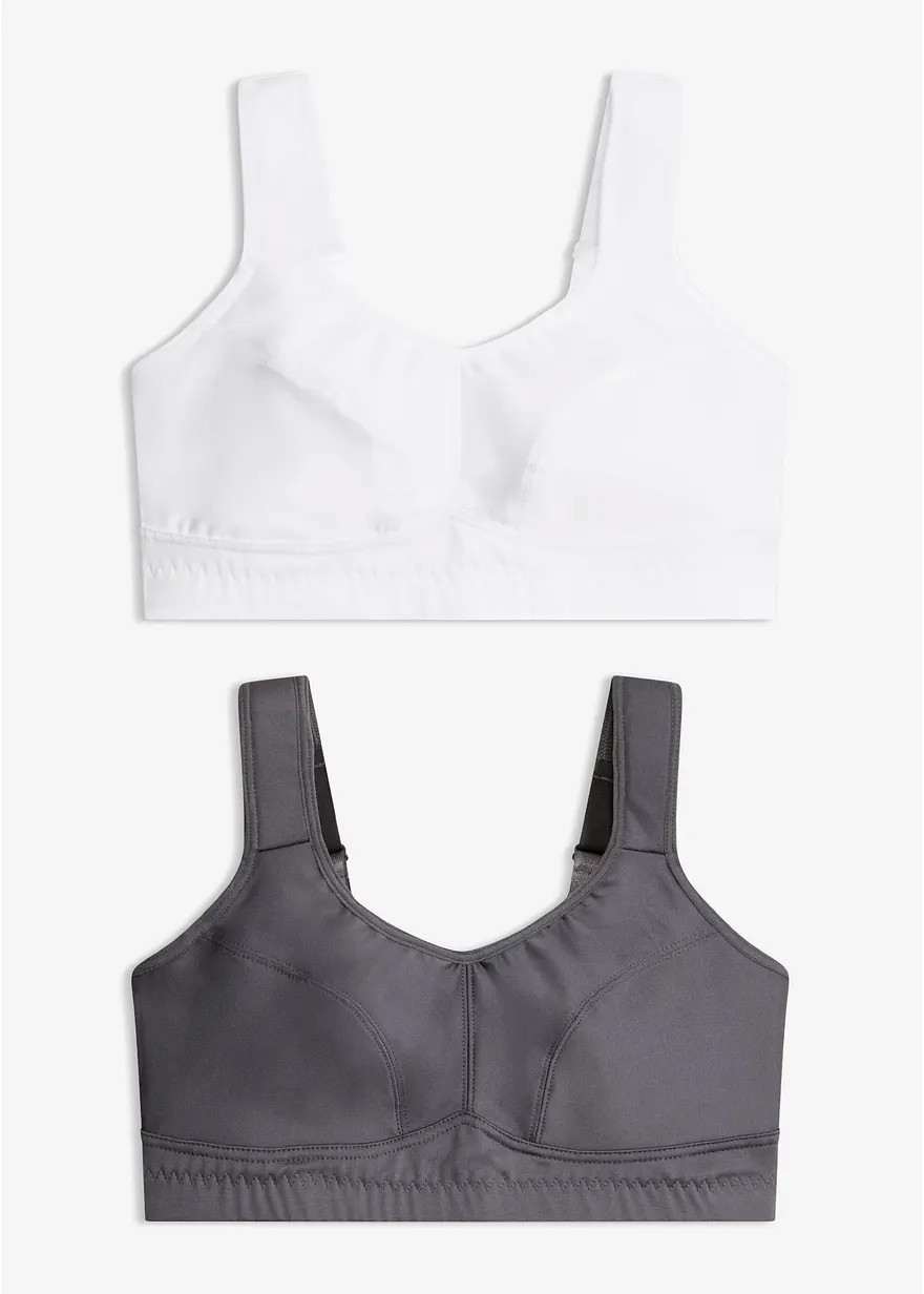 Komfortabler Sport-BH 2er Pack - anthrazit + wei\u00df, Cup D - Damen | Bonprix DE