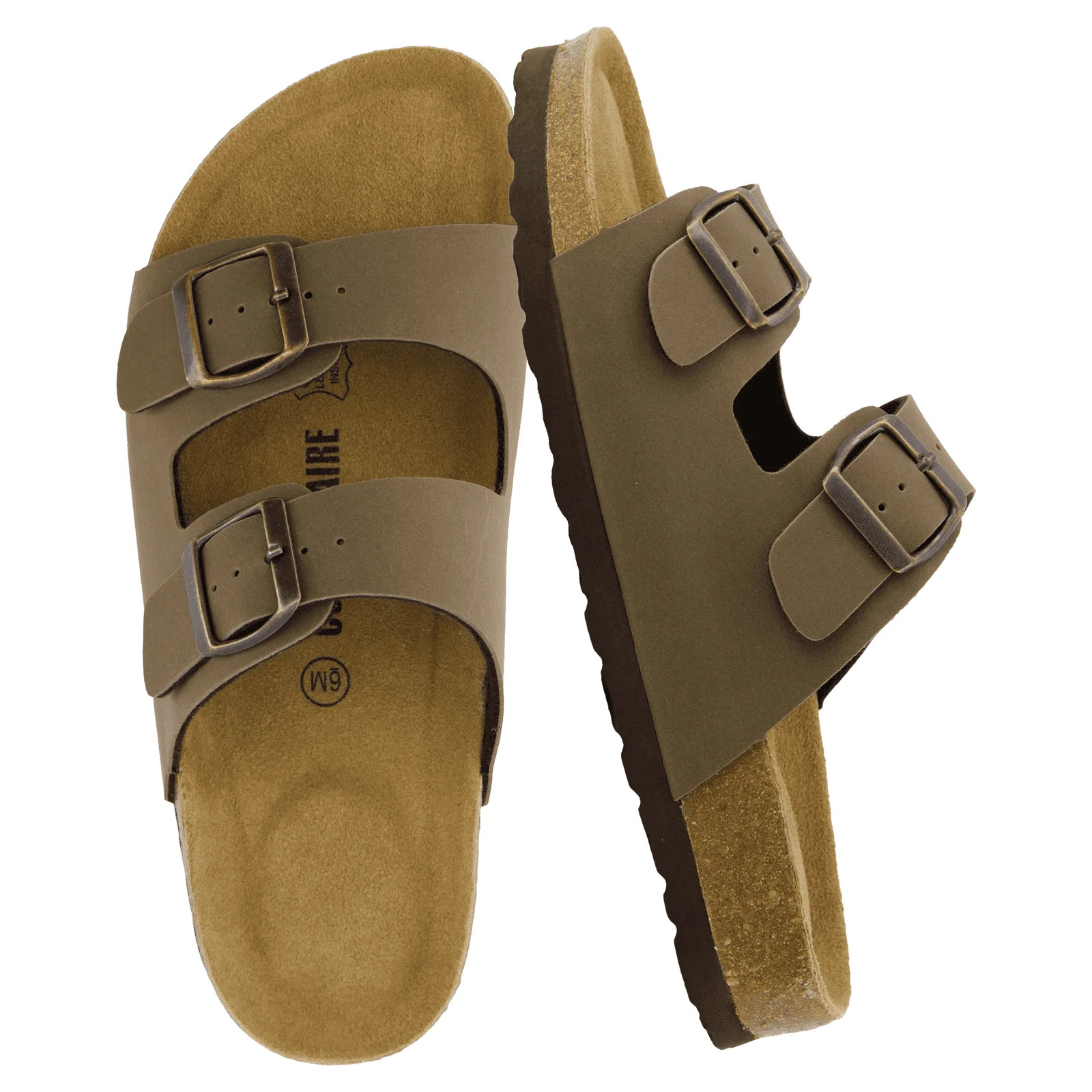 Cushionaire Lane Cork Footbed Sandals for Women \u2013 Comfortable Double Buckle Slip-On with Gen... | Walmart (US)