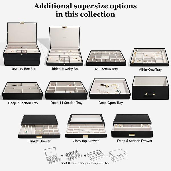 Stackers Supersize 41-Section Tray Black | The Container Store