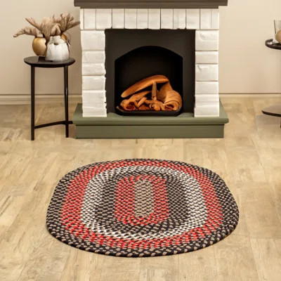 Farmhouse Braided Cotton Black / Red Area Rug | Wayfair North America