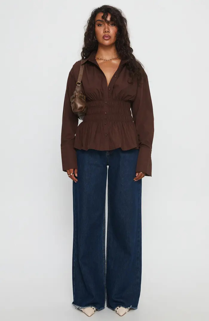 As You Are Shirred Button-Up Shirt | Nordstrom