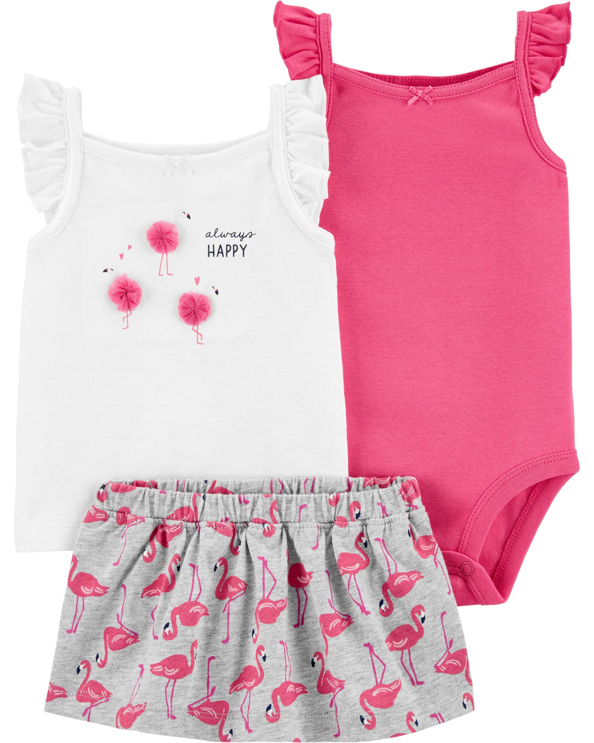 3-Piece Flamingo Little Skort Set | Carter's