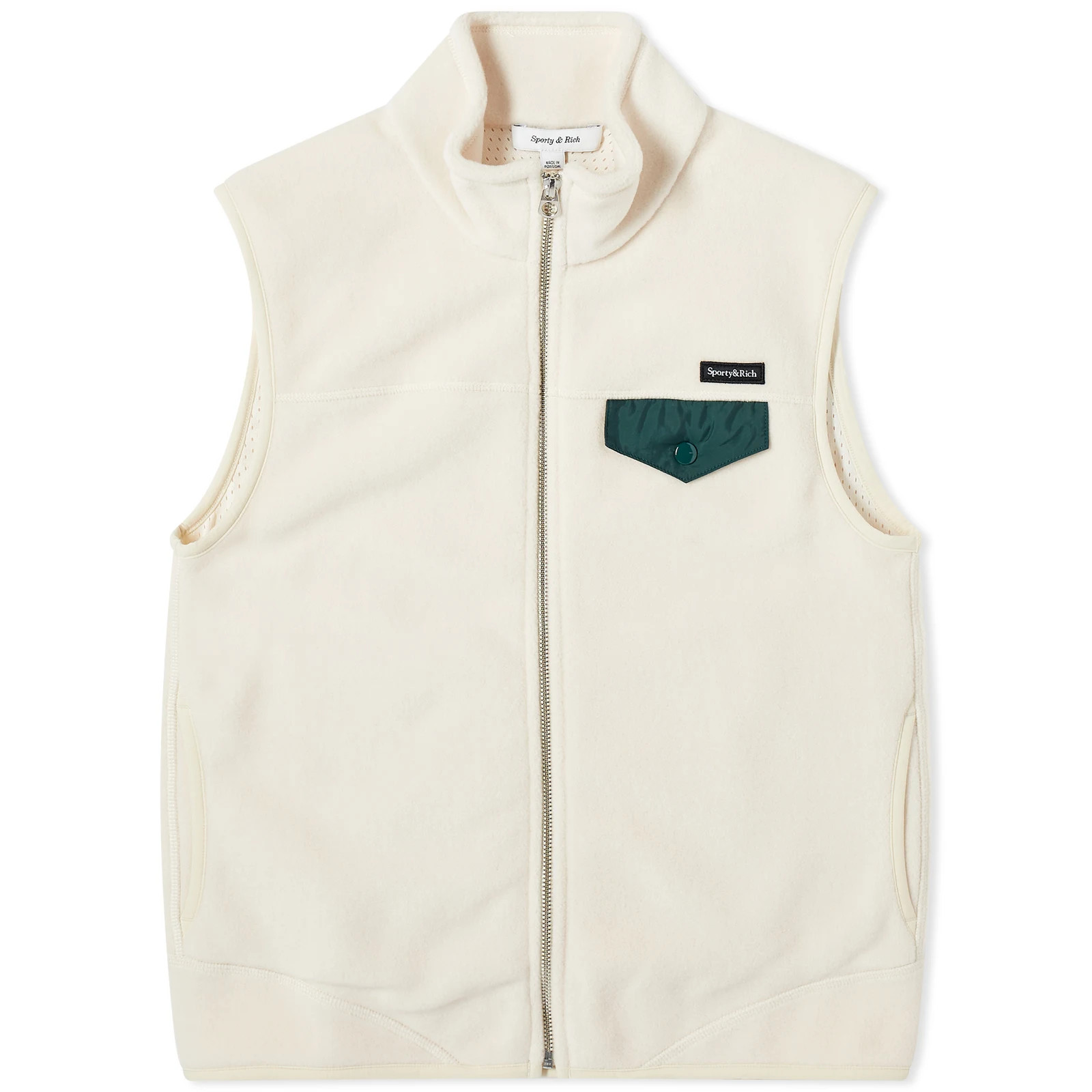 Sporty & Rich Women's Zipped Polar Fleece Vest in Cream, Size Small | END. Clothing