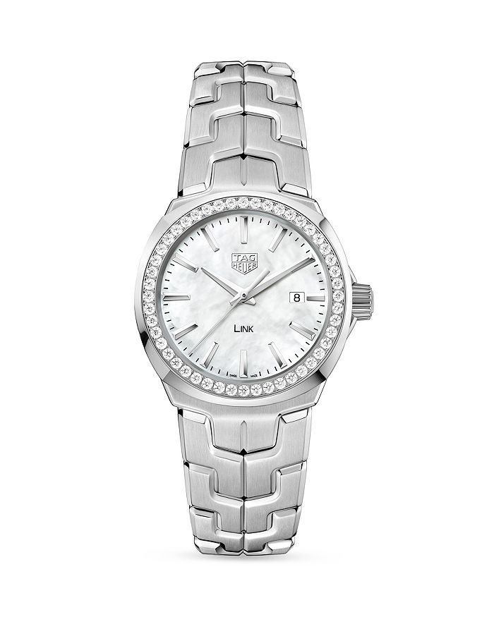 Link Mother-Of-Pearl and Diamond Bezel Watch, 32mm | Bloomingdale's (US)