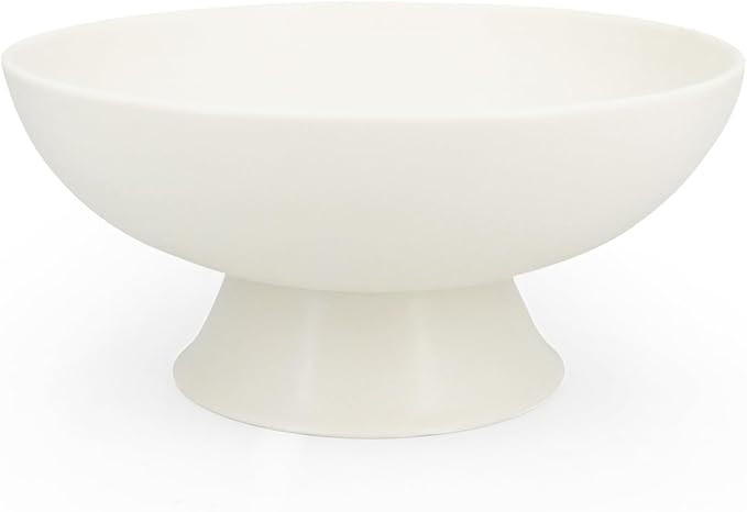 White Pedestal Decorative Bowl - 8" Minimalist Decorative Fruit Bowl for Kitchen Counter, Entrywa... | Amazon (US)