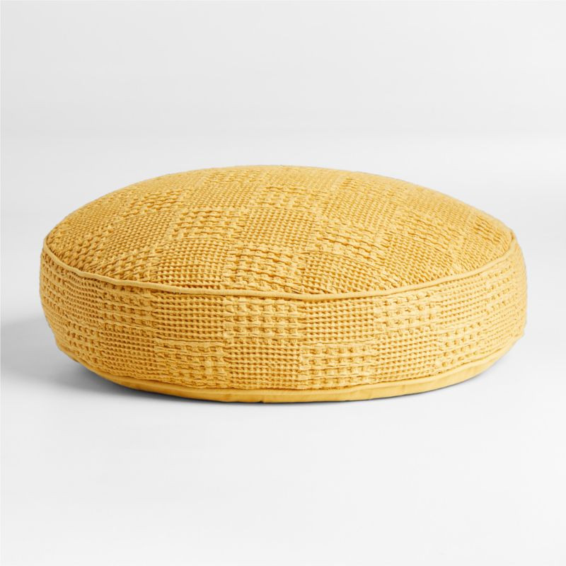 Nella Yellow Waffle Weave Kids Floor Cushion + Reviews | Crate & Kids | Crate & Barrel