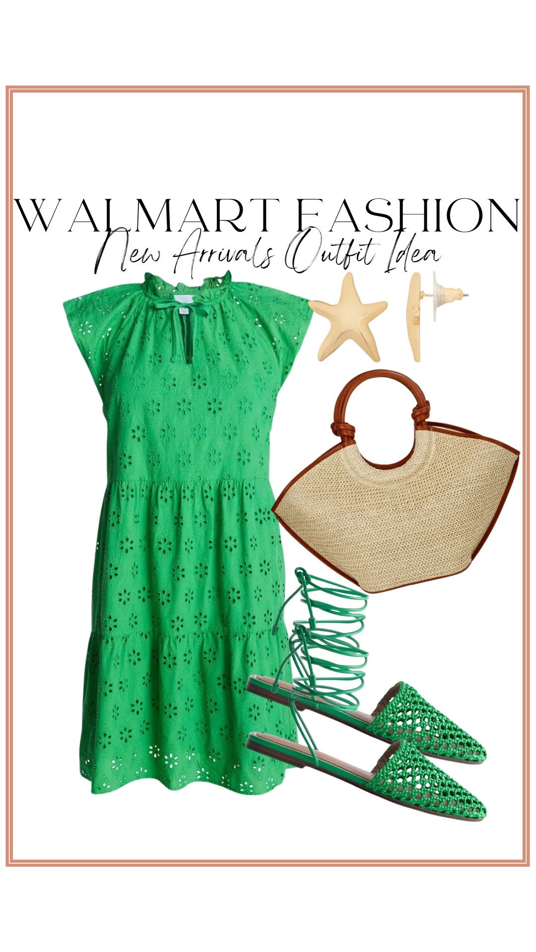 This green eyelet dress from Walmart is EVERYTHING for spring + summer 💚✨ the color, the detail, the fit… it looks so much more expensive

Styled it with woven textures and statement accessories for the perfect vacation-ready look 🌴 these new Walmart arrivals are seriously giving boutique vibes without the price tag

Lightweight, breathable, and so flattering — perfect for brunch, beach trips, or summer events ☀️ don’t wait on this one because it’s going to sell FAST

#walmartfashion #walmartstyle #walmartfinds #walmartnewarrivals #springdress #summerdress #eyeletdress #affordablefashion #budgetstyle #vacationoutfit #resortwear #momstyle #everydaystyle #lookforless

#LTKPetite #LTKootd
