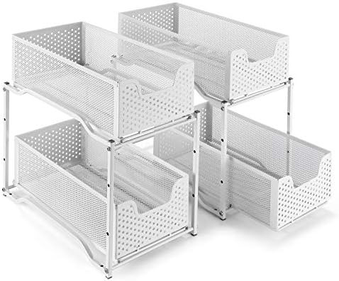 2 Pack - Simple Trending Stackable 2-Tier Under Sink Cabinet Organizer with Sliding Storage Drawe... | Amazon (US)