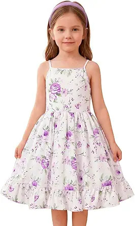 Flofallzique Floral Girls Summer Dress Spaghetti Straps Halter Casual Kid Boho Sundress for Birth... | Amazon (US)