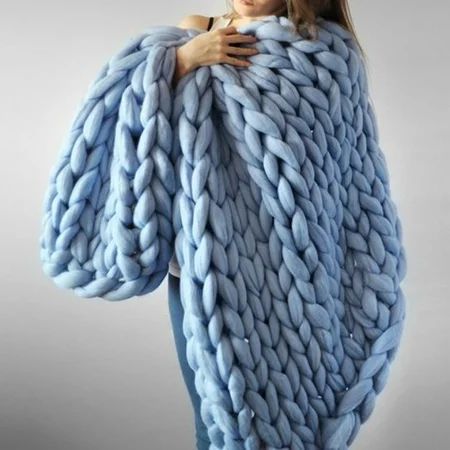 47""x39.4""/47""x59""/39.4""x31.5"" Soft Warm Hand Chunky Knit Blanket Thick Yarn Bulky Bed Spread T | Walmart (US)