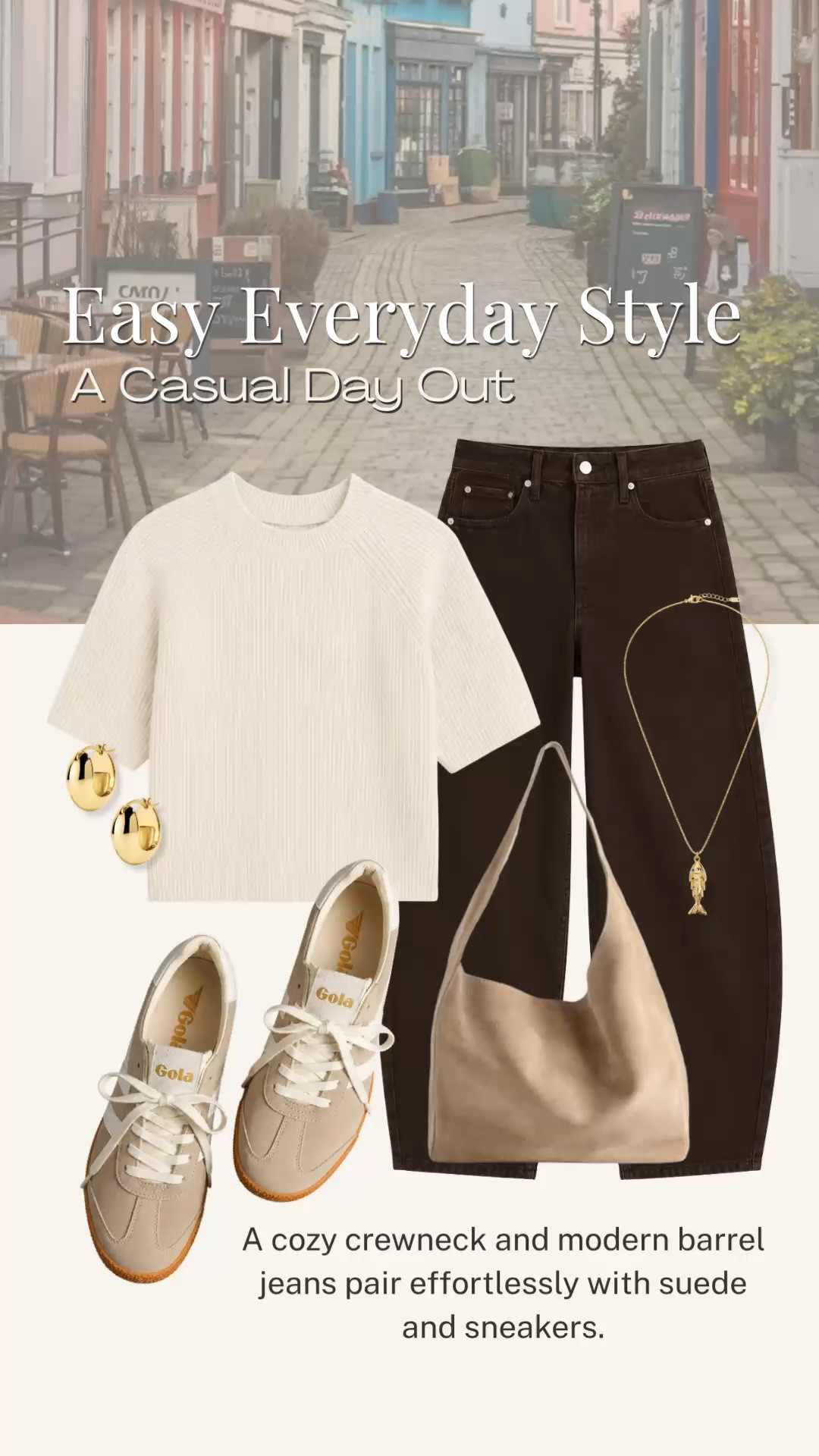This is such an easy formula for a casual day out: a cozy ivory knit, modern barrel-leg jeans, and comfortable sneakers. I love the mix of rich chocolate brown with soft neutrals—it feels current while still being classic enough to wear season after season.

💡 LTK MADE EASY
❤️ Heart = Support my posts!
🔖 Save = Get sale & restock alerts
📋 Lists = Keep favorites organized
📲 Share = Send lists and products to a friend. Hello, Christmas List!
💬 Comment = Ask me anything about what I’m wearing.:-)

#LTKootd #LTKOver40 #LTKSeasonal