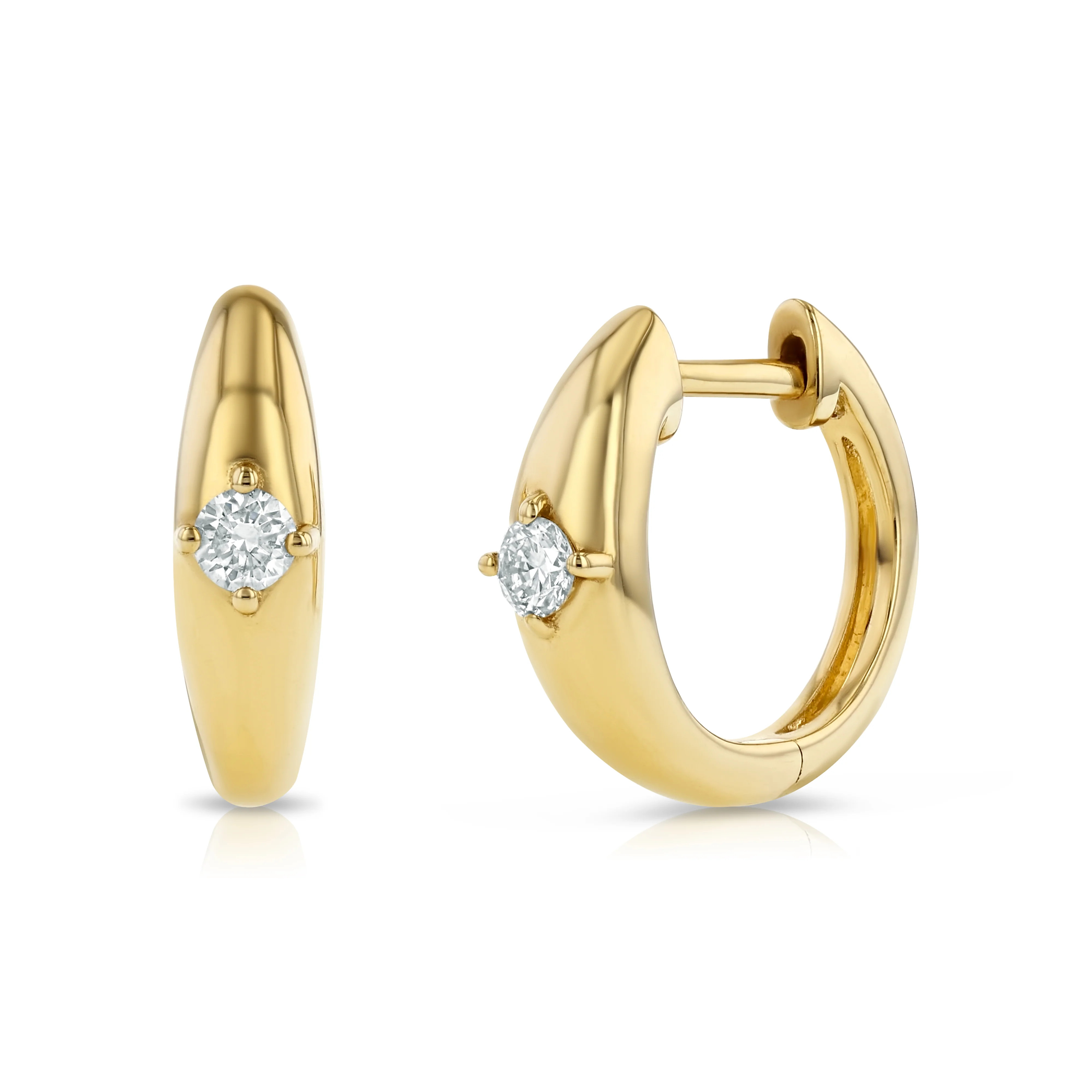 DOME HOOP EARRINGS SOLITAIRE DIAMOND | Starling Jewelry | Starling Jewelry