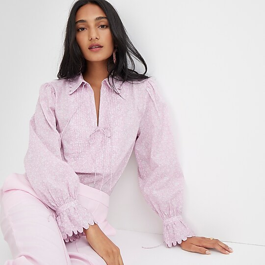 Scalloped popover top in Liberty® Flower Market organic cotton | J. Crew US