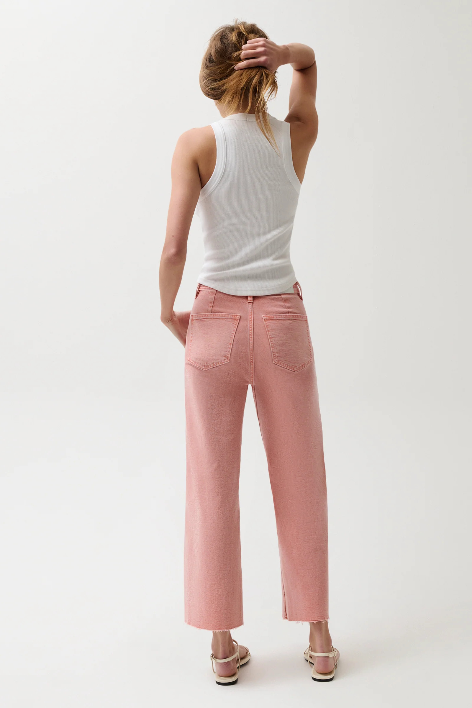 Penny Crop High Rise Wide Leg Jean - Coral Rose | Pistola Denim