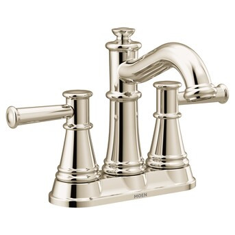 Moen Belfield Polished Nickel 4-in centerset 2-Handle WaterSense Bathroom Sink Faucet with Drain | Lowe's