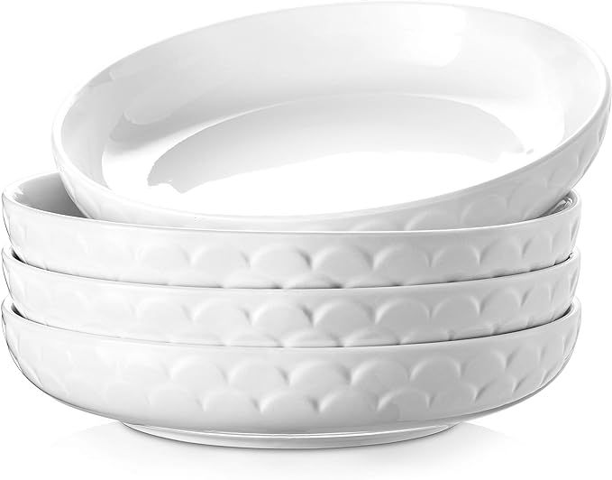 Amazon.com | DOWAN 10" Pasta Bowls - 54 oz Large Serving Bowls, White Plates for Party, Pasta, Sa... | Amazon (US)