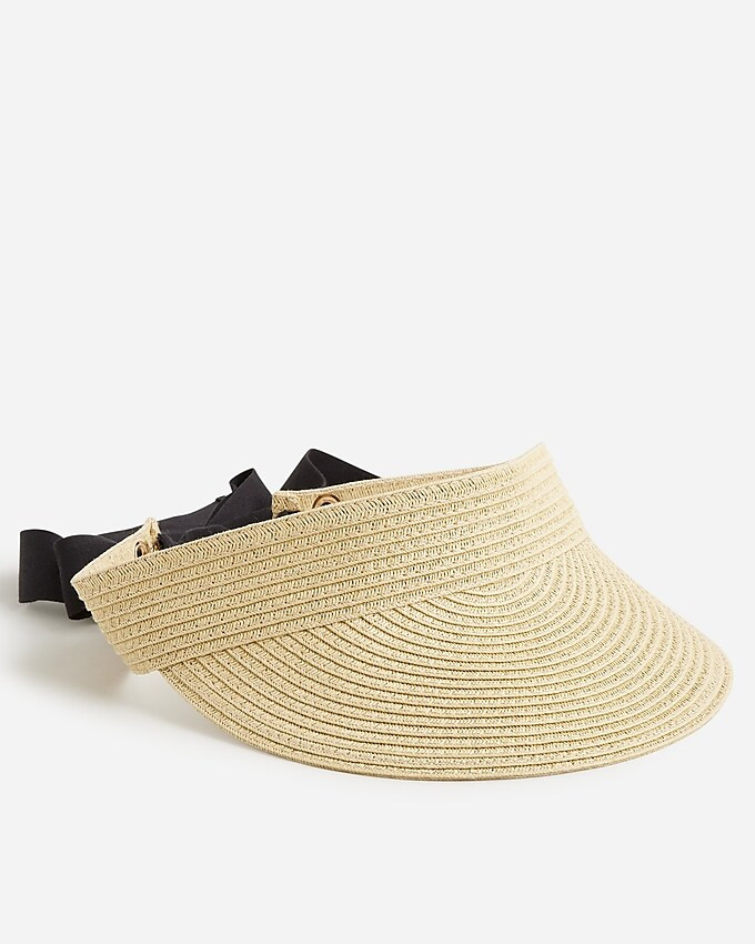 Packable straw visor with ribbon ties | J. Crew US