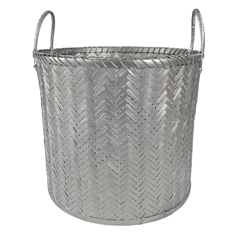Round Bamboo Silver Basket Size M | At Home