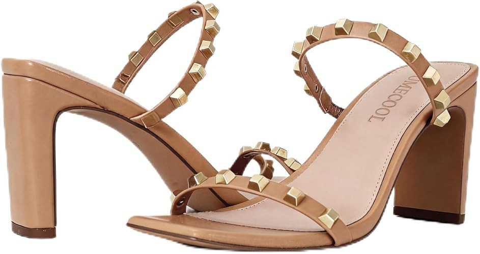 Women's Heeled Sandals Square Toe Two Strap Block Heels Sandals for Women, Slip on High-heeled Sa... | Amazon (US)