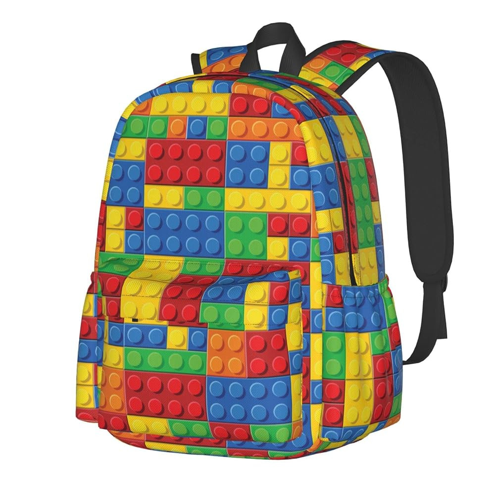 Daily Backpack Colorful Bricks Backpacks Travel Laptop Daypack 17 inch Bags for Men Women | Amazon (US)