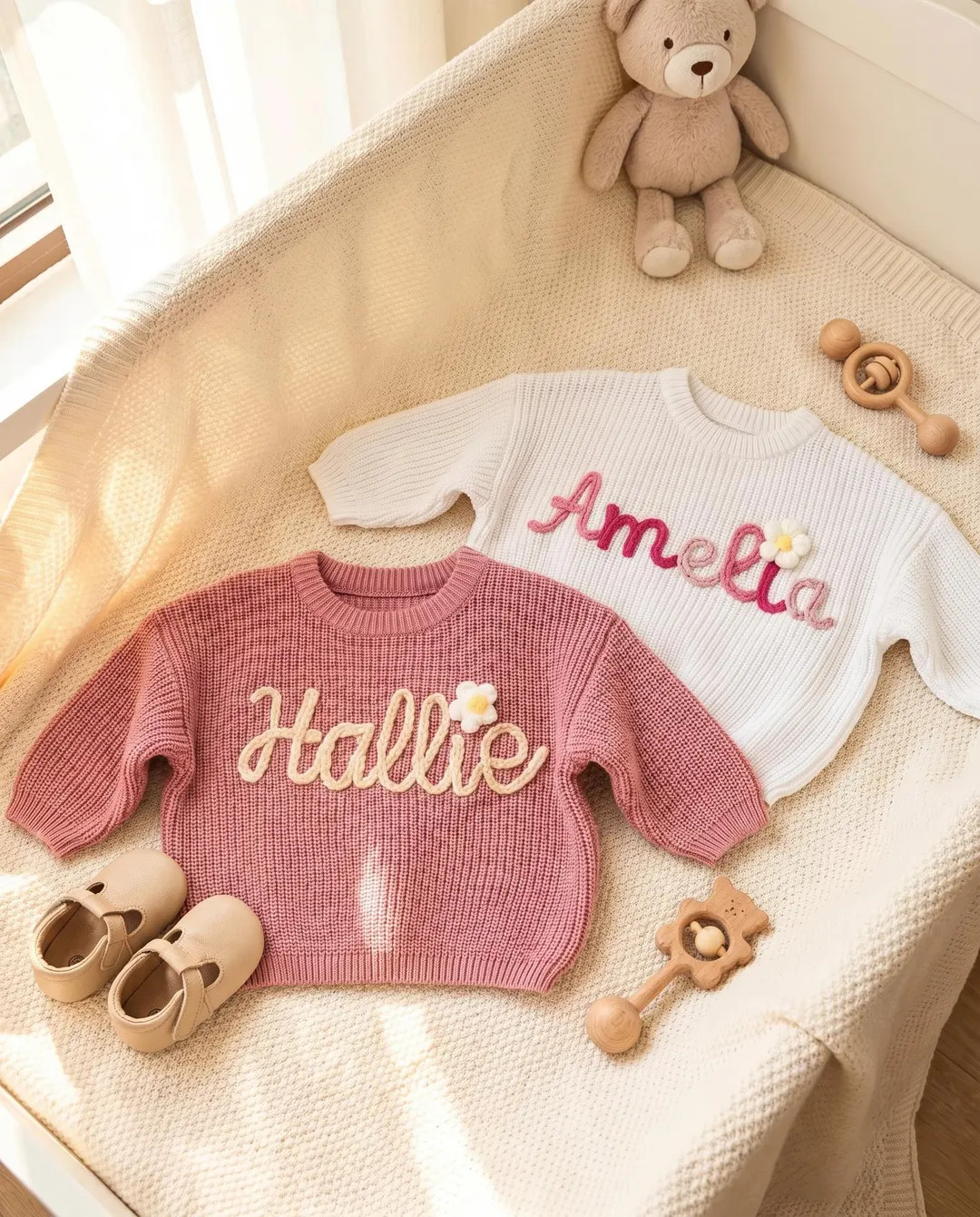 Custom Embroidered Baby Name Sweater: Personalized Knit Crochet Gift, Baby Name Sweater, Knit Swe... | Etsy (Global)
