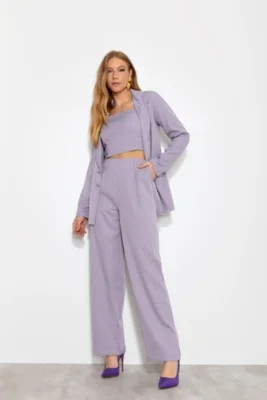 Blazer Vanibele Xadrez Lilás | Dafiti (BR)